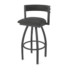 Swivel Counter Stool with Pewter Finish and Canter Iron Seat and Back
