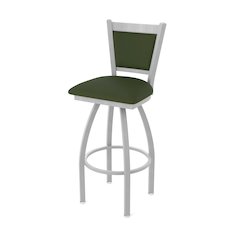 Swivel Counter Stool with Anodized Nickel Finish and Canter Pine Seat and Back