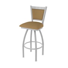 Swivel Counter Stool with Anodized Nickel Finish and Canter Saddle Seat and Back