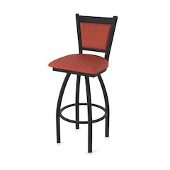 Swivel Counter Stool with Black Wrinkle Finish and Graph Poppy Seat and Back