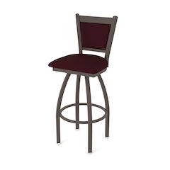 Swivel Counter Stool with Bronze Finish and Canter Bordeaux Seat and Back