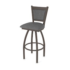 Swivel Counter Stool with Bronze Finish and Graph Coal Seat and Back