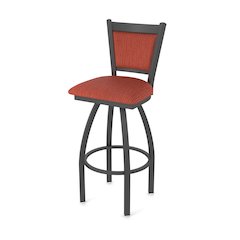 Swivel Counter Stool with Pewter Finish and Graph Poppy Seat and Back