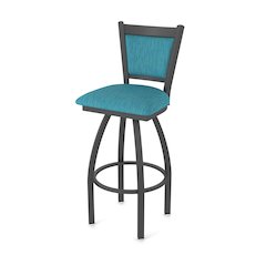 Swivel Counter Stool with Pewter Finish and Graph Tidal Seat and Back