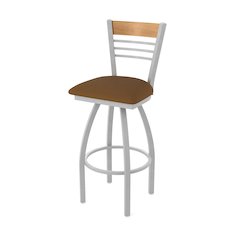 25" Swivel Counter Stool, Anodized Nickel Finish, Medium Back
