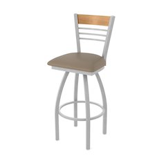 25" Swivel Counter Stool, Anodized Nickel Finish, Medium Back, Canter Earth Seat