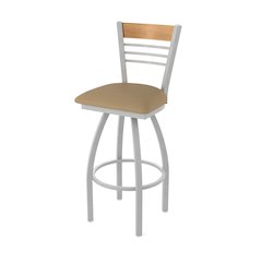 25" Swivel Counter Stool, Anodized Nickel Finish, Medium Back, Canter Sand Seat