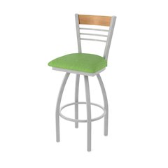 25" Swivel Counter Stool, Anodized Nickel Finish, Medium Back, Graph Parrot Seat