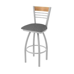 25" Swivel Counter Stool, Anodized Nickel Finish, Medium Back, Graph Coal Seat