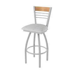 25" Swivel Counter Stool, Anodized Nickel Finish, Medium Back, Graph Alpine Seat
