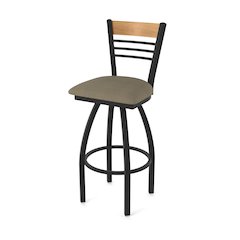 25" Swivel Counter Stool, Black Wrinkle Finish, Medium Back, Graph Cork Seat