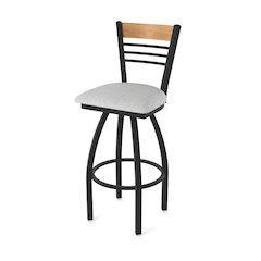 25" Swivel Counter Stool, Black Wrinkle Finish, Medium Back, Graph Alpine Seat