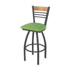 25" Swivel Counter Stool, Pewter Finish, Medium Back, Graph Parrot Seat