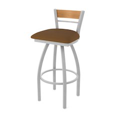 25" Swivel Counter Stool, Anodized Nickel Finish, Medium Back