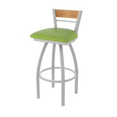 25" Swivel Counter Stool, Anodized Nickel Finish, Medium Back