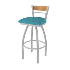 25" Swivel Counter Stool, Anodized Nickel Finish, Medium Back, Graph Tidal Seat
