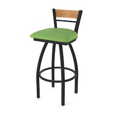 25" Swivel Counter Stool, Black Wrinkle Finish, Medium Back, Graph Parrot Seat