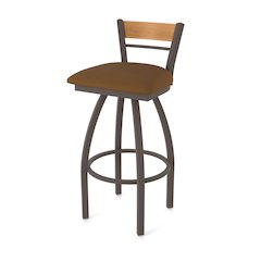 25" Swivel Counter Stool, Bronze Finish, Medium Back, Canter Thatch Seat