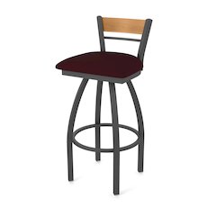 25" Swivel Counter Stool, Pewter Finish, Medium Back, Canter Bordeaux Seat