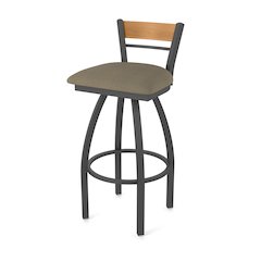25" Swivel Counter Stool, Pewter Finish, Medium Back, Graph Cork Seat