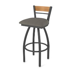 25" Swivel Counter Stool, Pewter Finish, Medium Back, Graph Chalice Seat