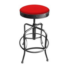 910 Industrial-Adjustable Stool with Clear Coat Finish and Canter Red Seat