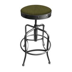 910 Industrial-Adjustable Stool with Clear Coat Finish and Graph Parrot Seat
