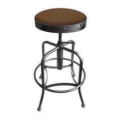 910 Industrial-Adjustable Stool with Clear Coat Finish and Rein Thatch Seat