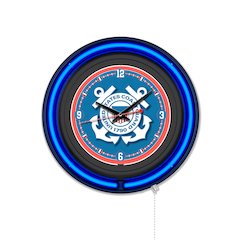 United States Coast Guard 15" Double Neon Wall Clock