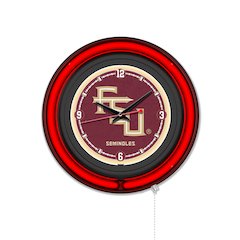Florida State (Script) 15" Double Neon Wall Clock