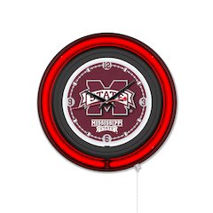 Mississippi State University 15" Double Neon Wall Clock