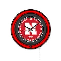 University of Nebraska 15" Double Neon Wall Clock