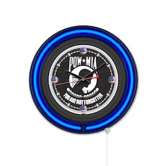 POW/MIA 15" Double Neon Wall Clock