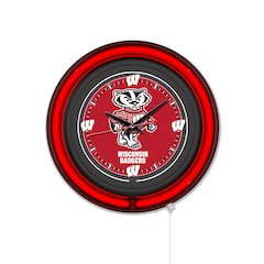 University of Wisconsin (Badger)  15" Double Neon Wall Clock