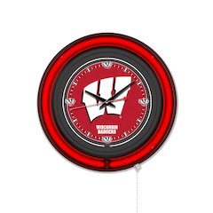 University of Wisconsin (W)  15" Double Neon Wall Clock