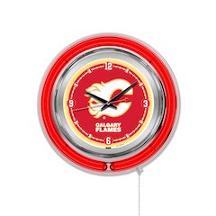 Calgary Flames Neon Clock