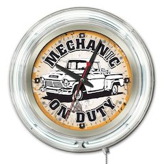 Mechanic on Duty Neon Clock