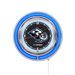 Utah Mammoth 15" Double Neon Wall Clock - Chrome Case