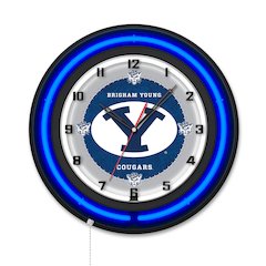 Brigham Young University 19" Double Neon Wall Clock