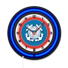 United States Coast Guard 19" Double Neon Wall Clock