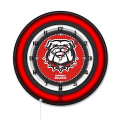 University of Georgia (Bulldog)  19" Double Neon Wall Clock