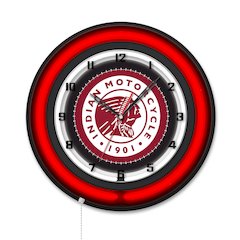Indian Motorcycle 19" Double Neon Wall Clock