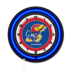 University of Kansas 19" Double Neon Wall Clock