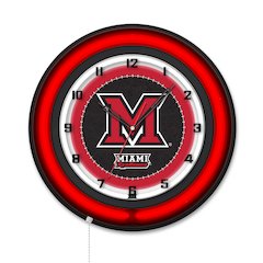 Miami University (OH) 19" Double Neon Wall Clock