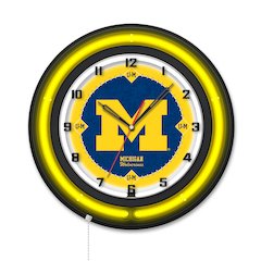 University of Michigan 19" Double Neon Wall Clock