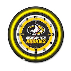 Michigan Tech University 19" Double Neon Wall Clock