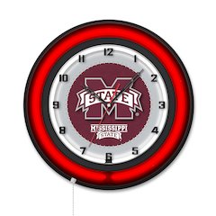 Mississippi State University 19" Double Neon Wall Clock