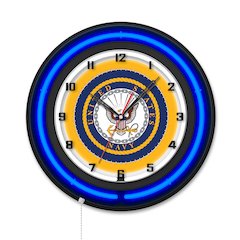 United States Navy 19" Double Neon Wall Clock