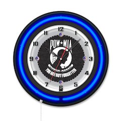 POW/MIA 19" Double Neon Wall Clock