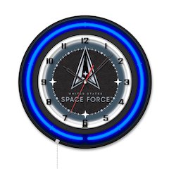 United States Space Force 19" Double Neon Wall Clock